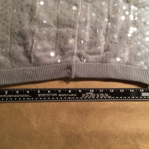 Geoffrey BEENE SPORT clear paillette SEQUIN cardigan, GRAY, women’s size L - Picture 5 of 8